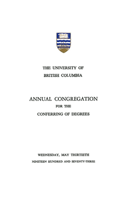 Annual Congregation for The