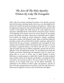 The Acts of the Holy Apostles, Written by Luke the Evangelist