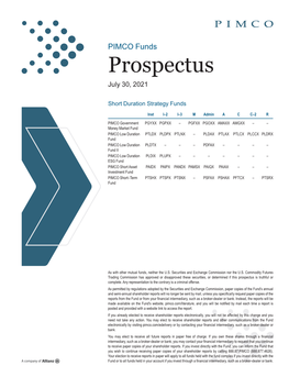 PIMCO Funds Prospectus July 30, 2021