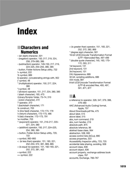 Characters and Numerics A