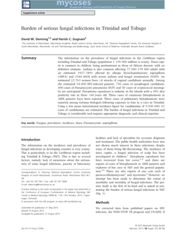 Trinidad and Tobago, Denning, Mycoses, 2015