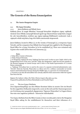 The Genesis of the Roma Emancipation CHAPTER 1 – the Genesis of the Roma Emancipation 1.1 the Austro-Hungarian Empire