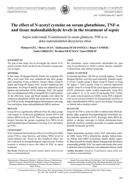 The Effect of N-Acetyl Cysteine on Serum Glutathione, TNF-Α And