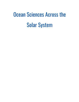 Ocean Sciences Across the Solar System