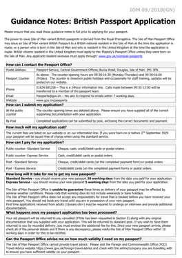 Guidance Notes: British Passport Application