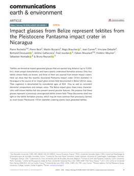 Impact Glasses from Belize Represent Tektites from the Pleistocene