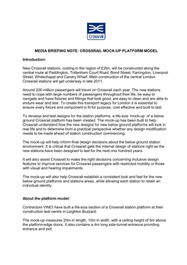 Media Briefing Note: Crossrail Platform Model