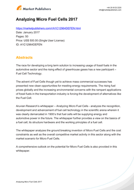 Analyzing Micro Fuel Cells 2017
