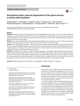 Subacute Degeneration of the Spinal Cord Due to Nitrous Oxide Inhalation