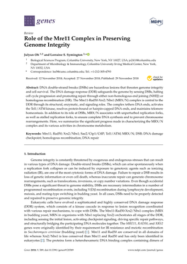 Role of the Mre11 Complex in Preserving Genome Integrity