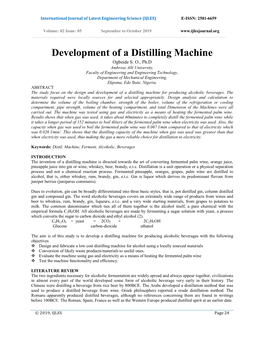 Development of a Distilling Machine