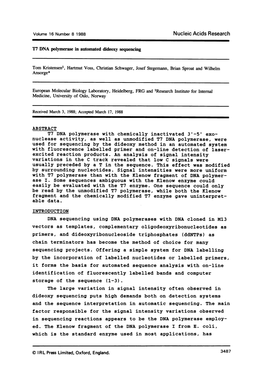 Volume 16 Number 8 1988 Nucleic Acids Research Which Is The