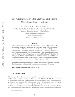 On Semimonotone Star Matrices and Linear Complementarity Problem