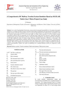 A Comprehensive DC Railway Traction System Simulator Based on MATLAB: Tabriz Line 2 Metro Project Case Study