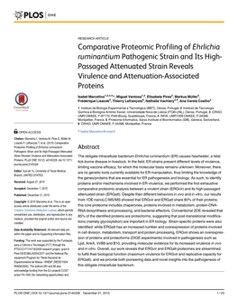 Passaged Attenuated Strain Reveals Virulence and Attenuation-Associated Proteins