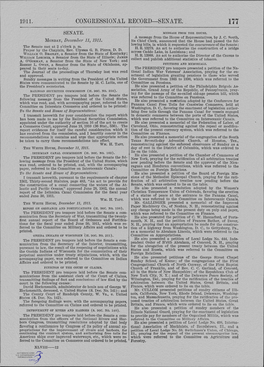 SENATE. MONDAY, December 11, 1911