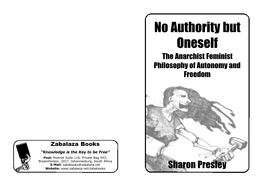 No Authority but Oneself the Anarchist Feminist Philosophy of Autonomy and Freedom