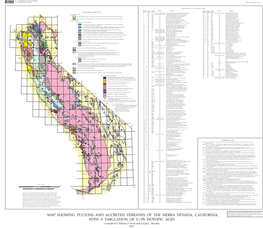 MAP SHOWING PLUTONS and ACCRETED TERRANES of the SIERRA NEVADA, CALIFORNIA, Does Not Imply Endorsement by the U.S