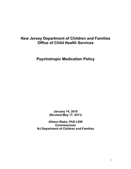 Psychotropic Medication Policy