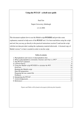 Using the PCI-LF - a Draft User Guide