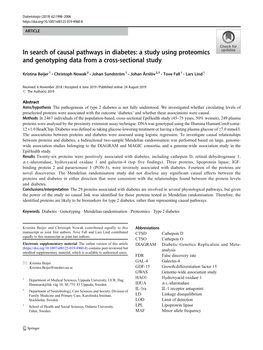 In Search of Causal Pathways in Diabetes: a Study Using Proteomics and Genotyping Data from a Cross-Sectional Study