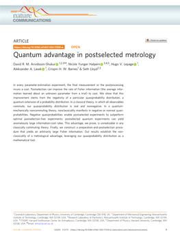 Quantum Advantage in Postselected Metrology ✉ David R