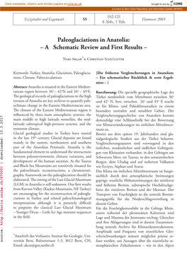 Paleoglaciations in Anatolia: – a Schematic Review and First Results –