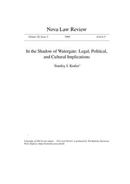 In the Shadow of Watergate: Legal, Political, and Cultural Implications