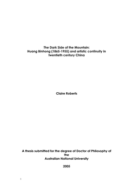 Huang Binhong (1865-1955) and Artistic Continuity in Twentieth Century China