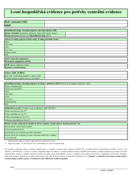 Lesní Hospodářská Evidence Pro Potřeby Centrální Evidence