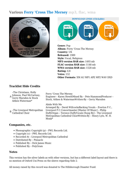 Various Ferry 'Cross the Mersey Mp3, Flac, Wma