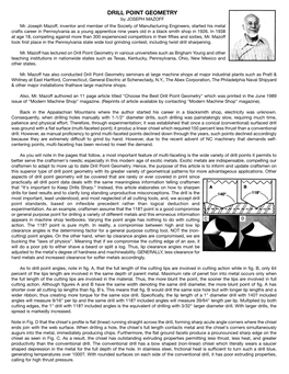 DRILL POINT GEOMETRY by JOSEPH MAZOFF Mr