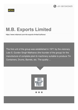 M.B. Exports Limited
