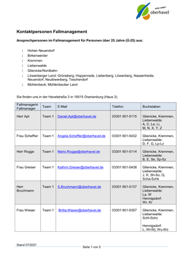 Kontaktpersonen Fallmanagement