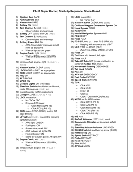 FA-18 Super Hornet, Start-Up Sequence, Shore-Based