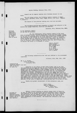 4 4 1 Petition Regarding Vacation of Alley North of Prospect St. from Park to Union C Ommuni C a T I on Regarding Assess Ment On