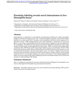 Proximity Labeling Reveals Novel Interactomes in Live Drosophila Tissue