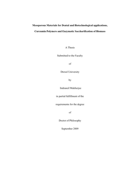 Mesoporous Materials for Dental and Biotechnological Applications