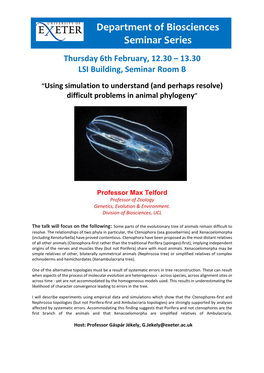 Department of Biosciences Seminar Series