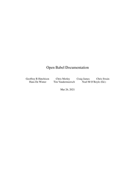 Open Babel Documentation