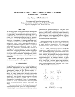 Identifying Layout Classes for Mathematical Symbols Using Layout Context