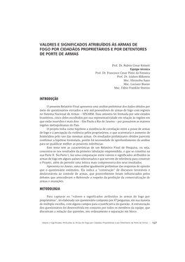 Valores E Significados Atribuídos Às Armas De Fogo Por Cidadãos Proprietários E Por Detentores De Porte De Armas