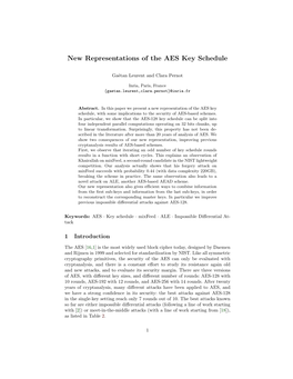 New Representations of the AES Key Schedule