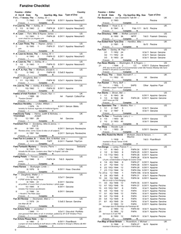 Fanzine Checklist