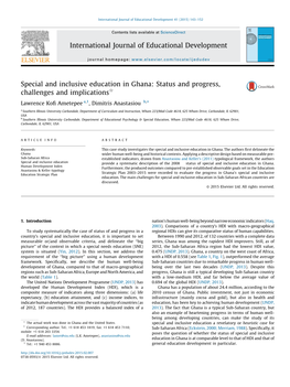 Special and Inclusive Education in Ghana: Status and Progress