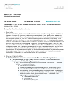 Spinal Cord Stimulators (Dorsal Column Stimulators)