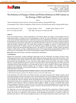 The Influence of Changes of Islam and Politics Relations in 20Th Century on the Strategy of Belt and Road