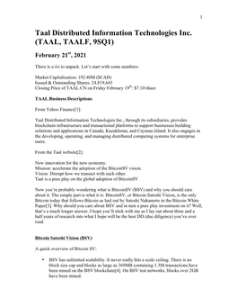 Taal Research Report