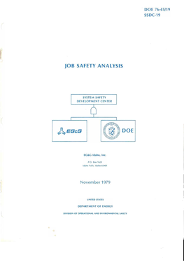 Job Safety Analysis (SSDC-19, 1979 Original)