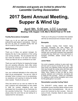 2017 Semi Annual Meeting, Supper & Wind Up